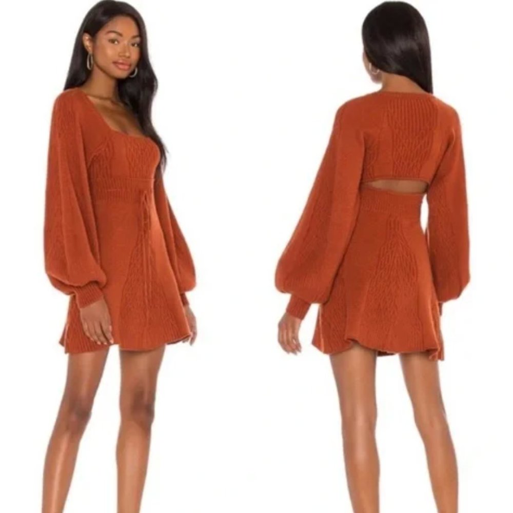 Free People Emmaline Cinnamon Sweater Knit Mini Dress Size Medium